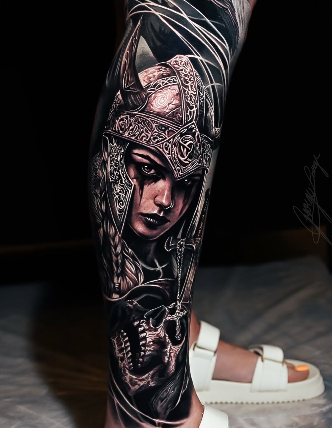 Tattoo by @lange_tattoo — dark_realism, black_and_grey