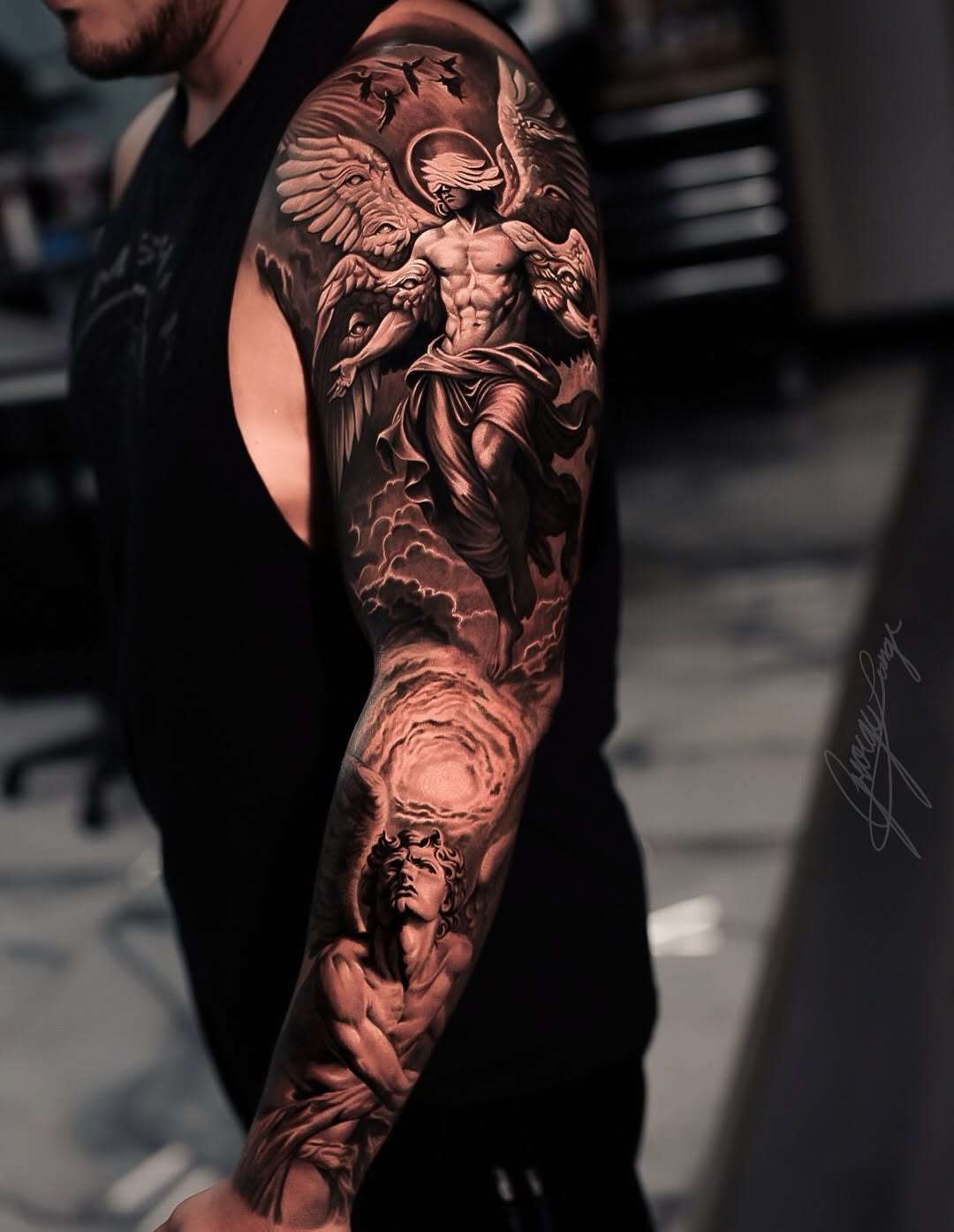 Tattoo by @lange_tattoo β realism, black_and_grey