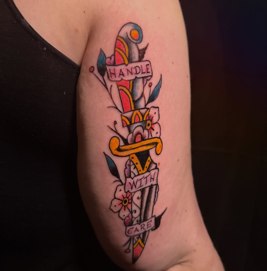 Tattoo by @properbadger — american_traditional, lettering_script