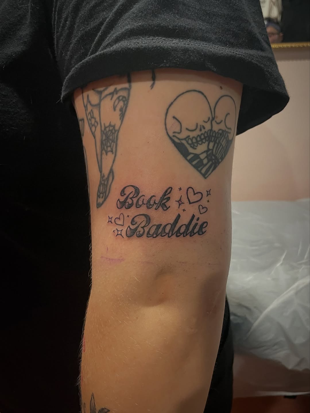 Tattoo by @inkbyhannah โ lettering_script, blackwork