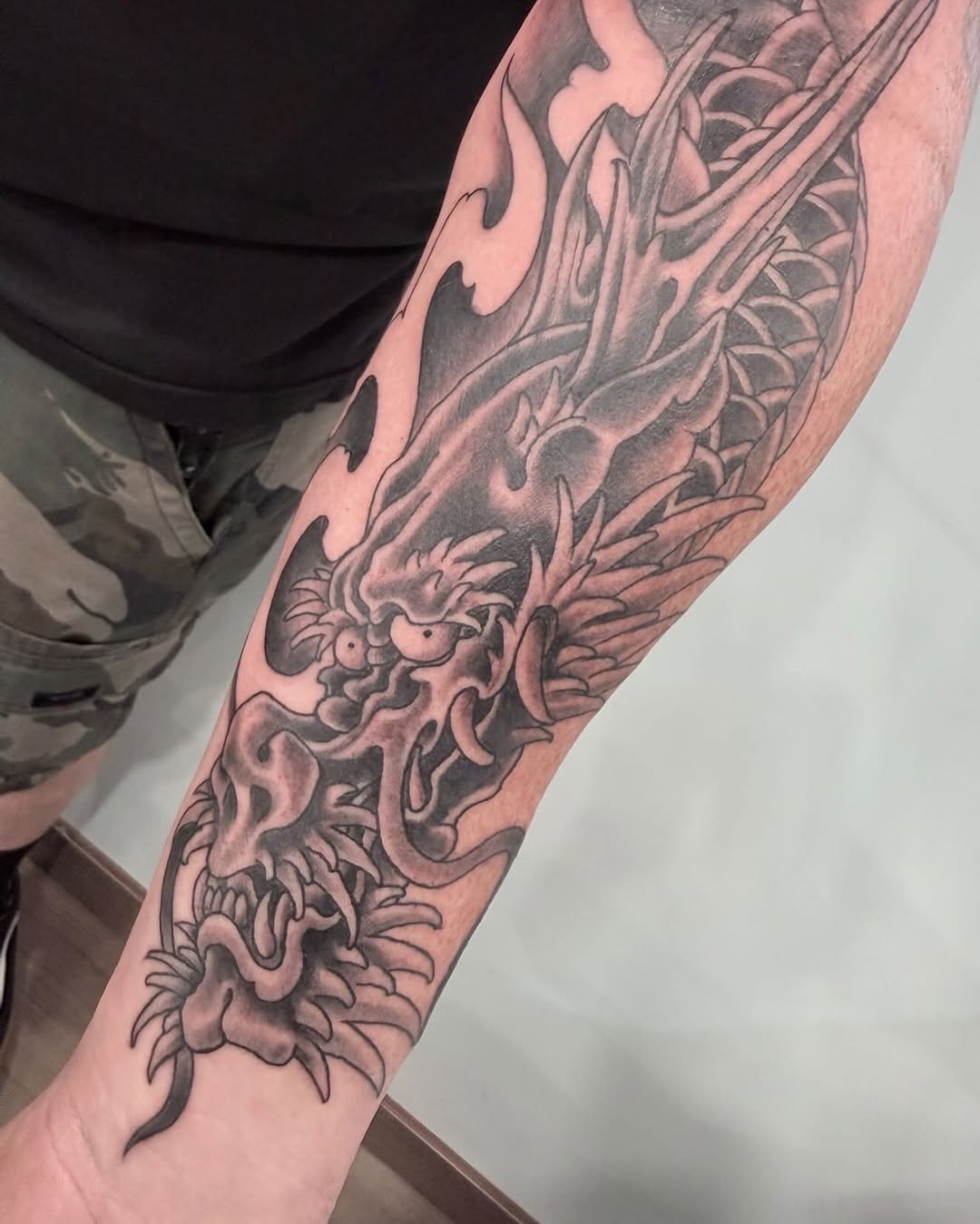 Tattoo by @mikegodfrey โ japanese_irezumi, black_and_grey