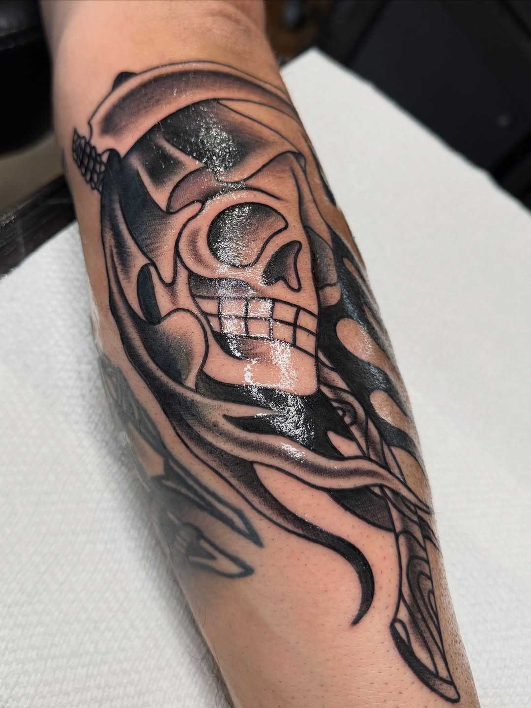 Tattoo by @logansightart — black_and_grey, chicano