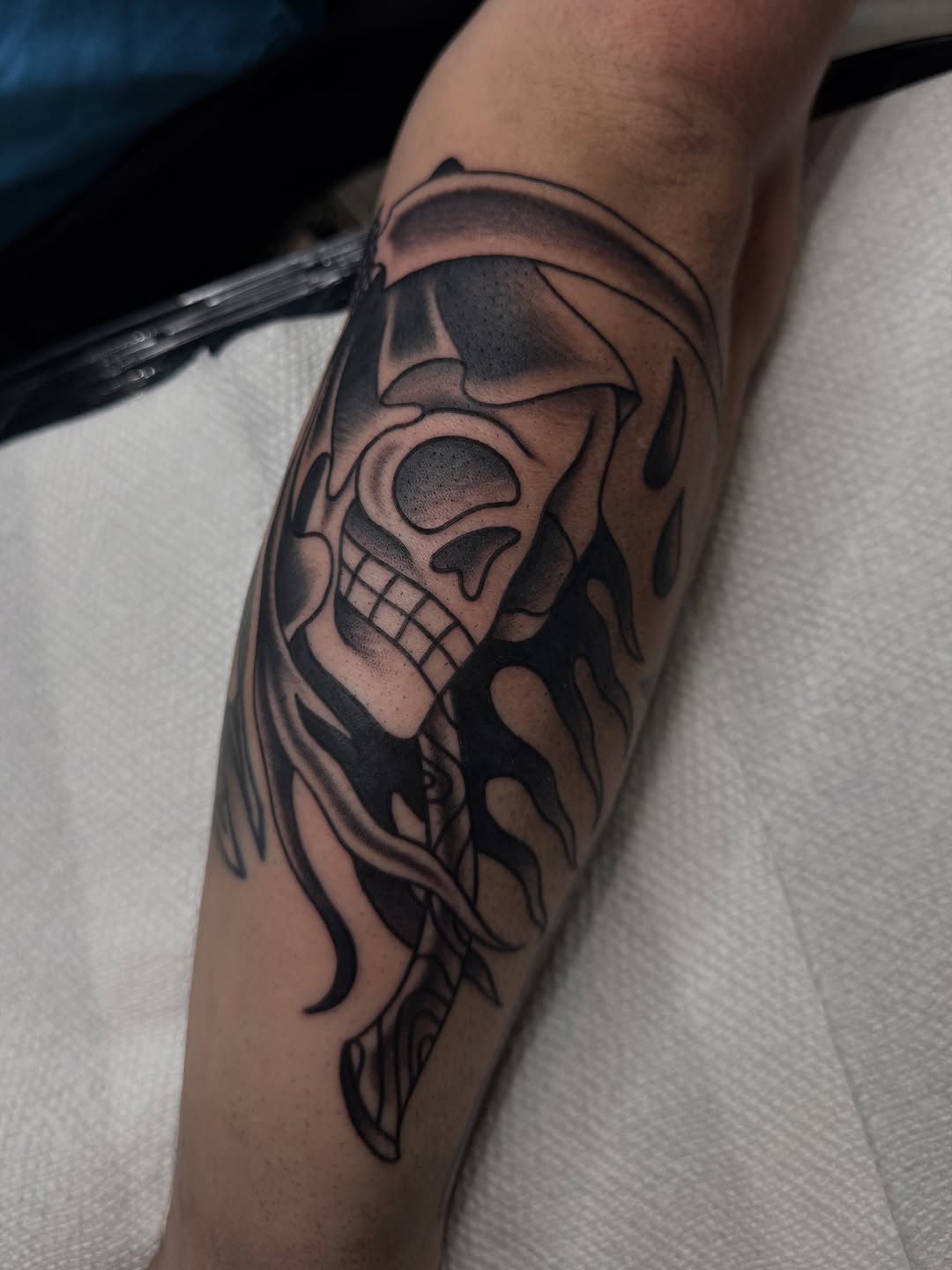 Tattoo by @logansightart — black_and_grey, chicano