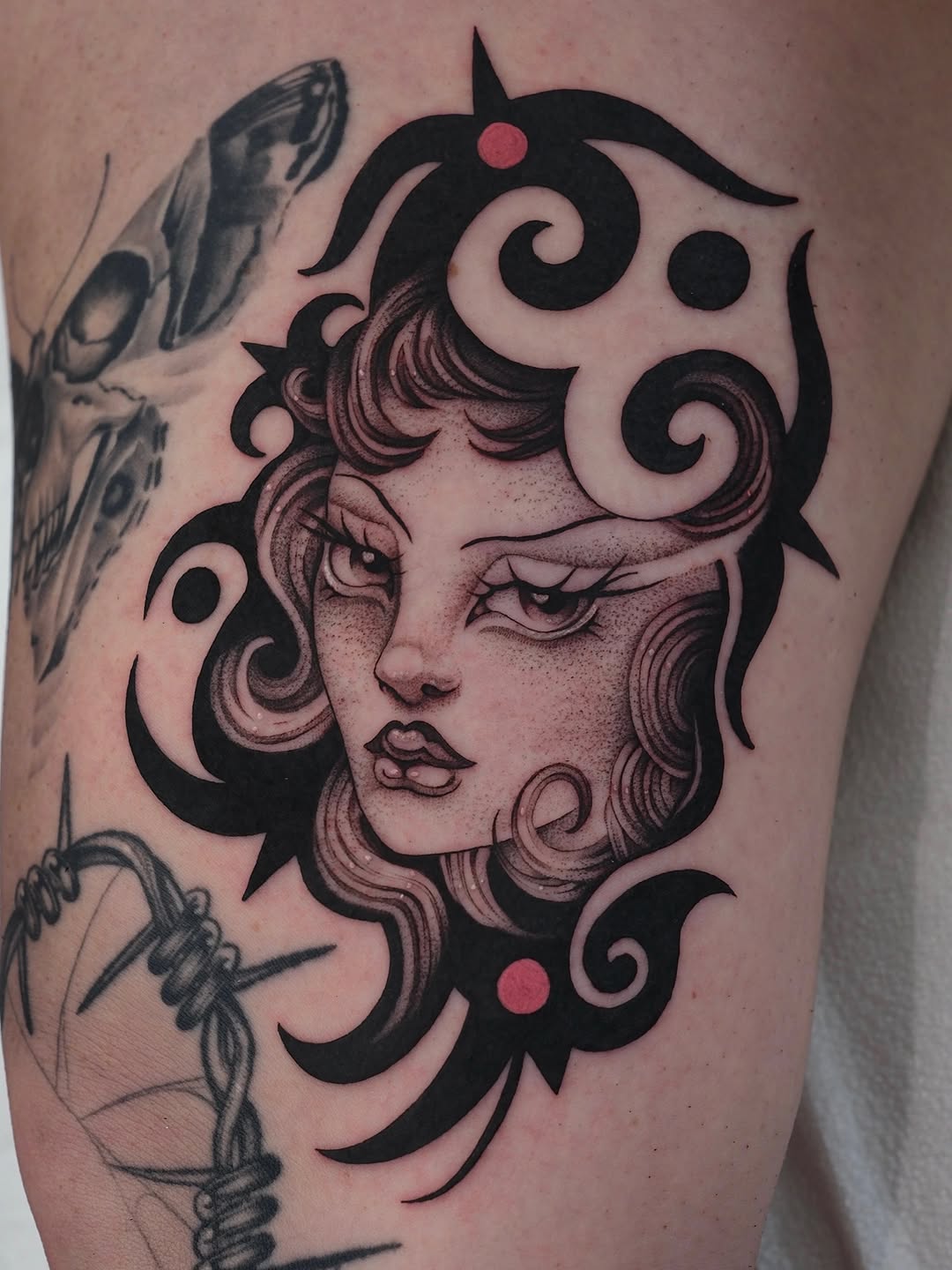 Tattoo by @ellafromhella — neo_traditional, black_and_grey