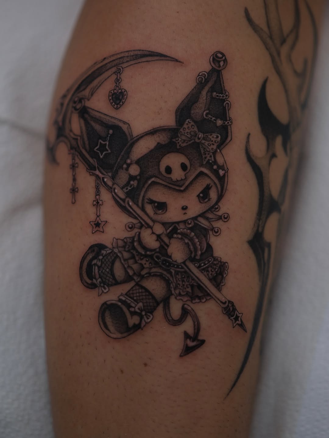 Tattoo by @ellafromhella — anime, black_and_grey