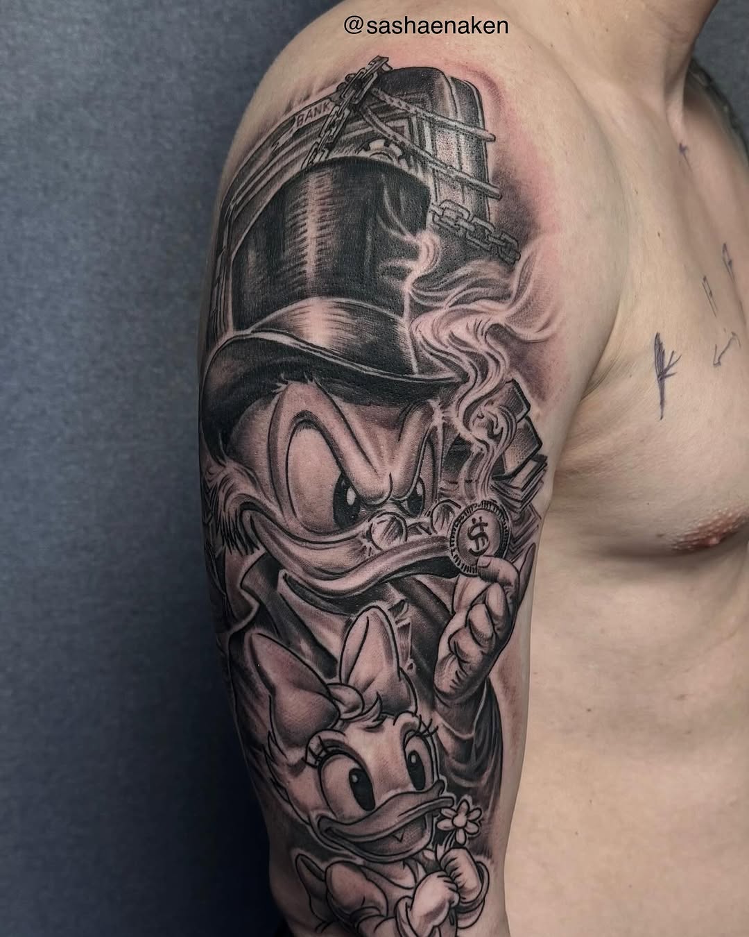 Tattoo by @sashaenaken — realism, black_and_grey