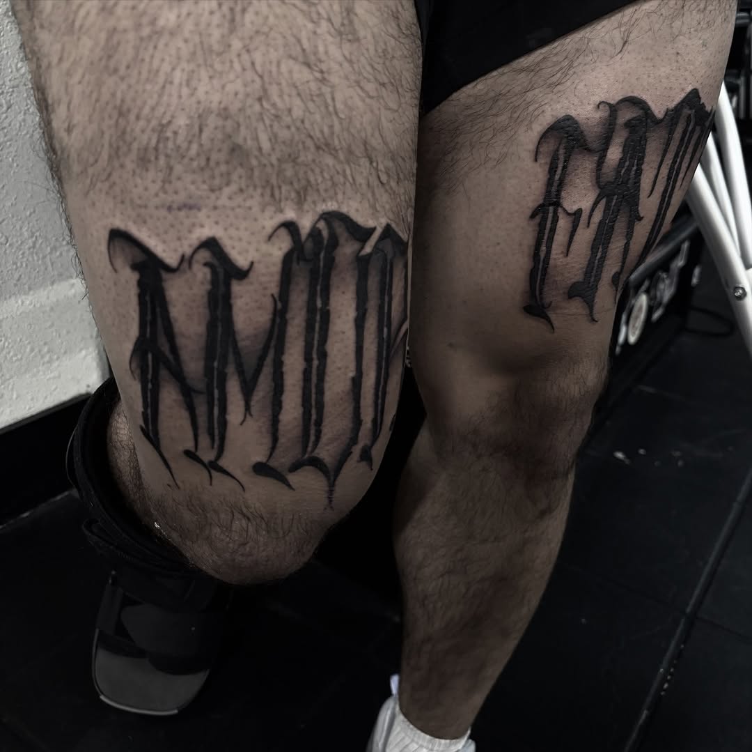 Tattoo by @_mujerdemuerte โ lettering_script, blackwork
