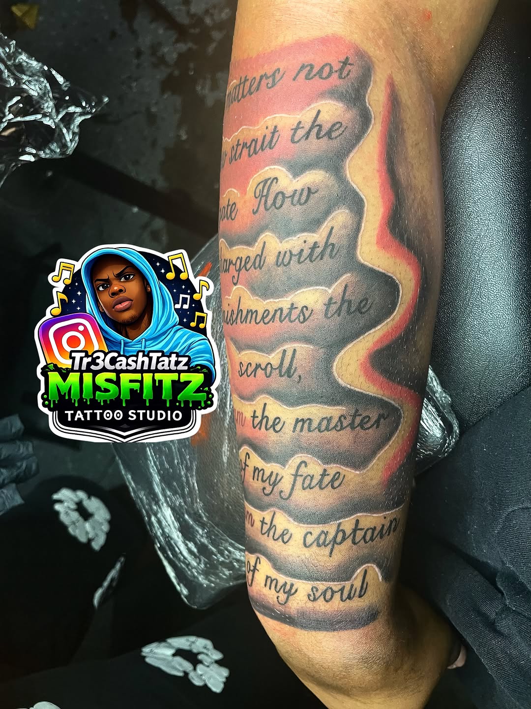 Tattoo by @tr3cashtats — lettering_script