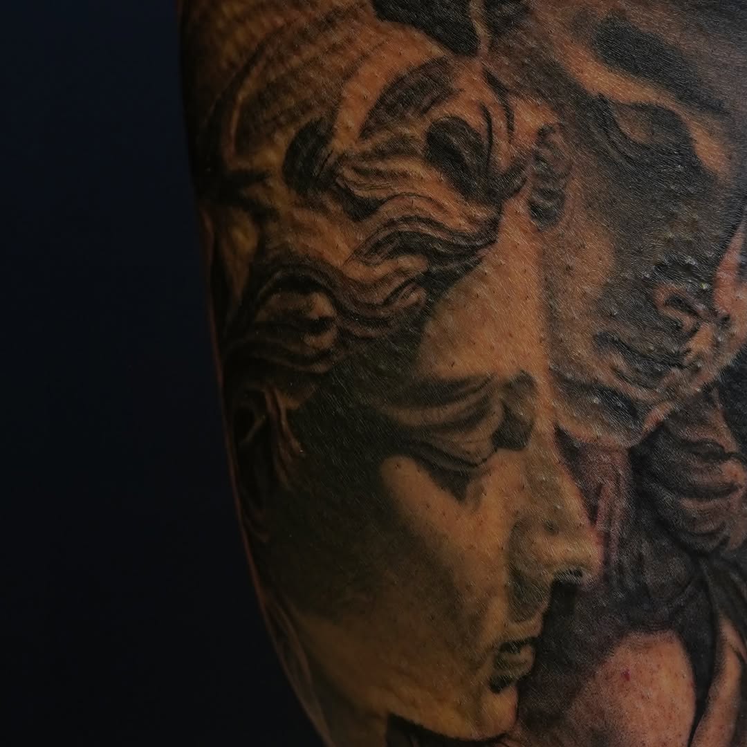 Tattoo by @rudeink — realism, black_and_grey