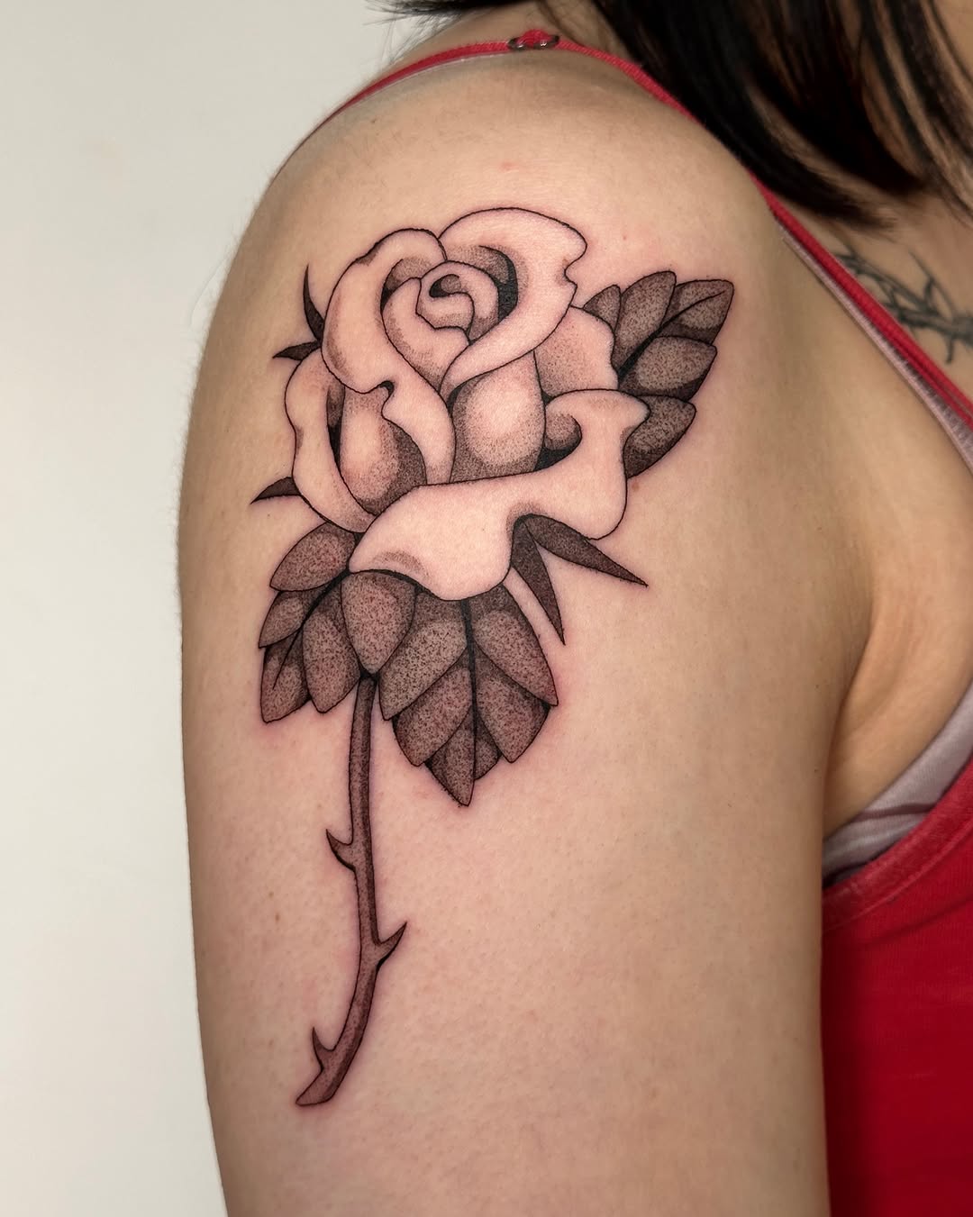 Tattoo by @tattoo.olive — black_and_grey, dotwork