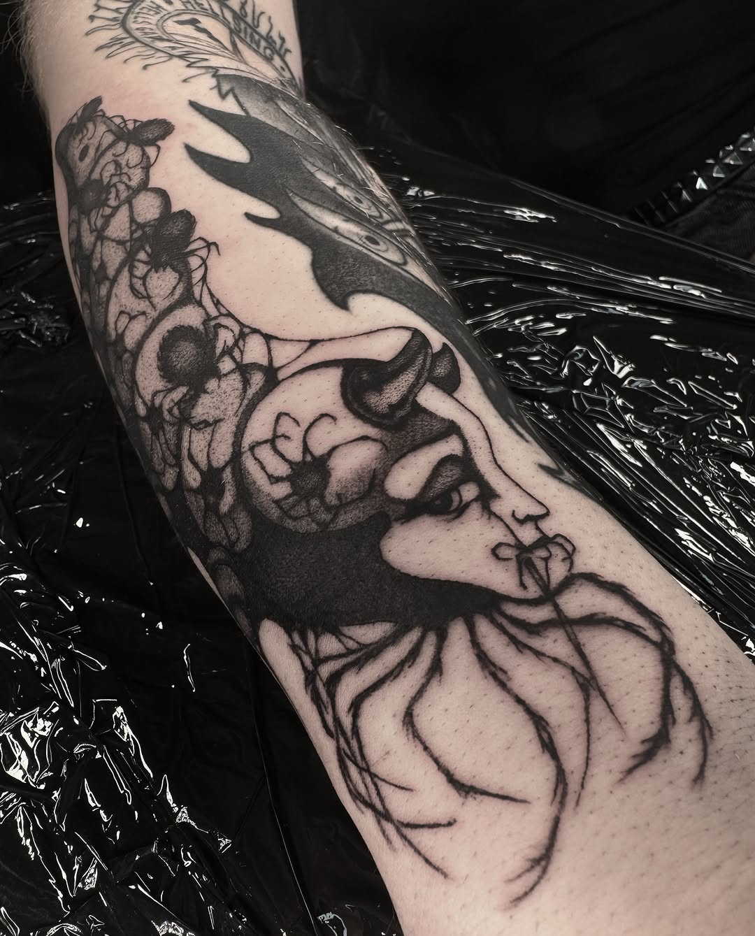 Tattoo by @kikimora.tattoo — black_and_grey, illustrative