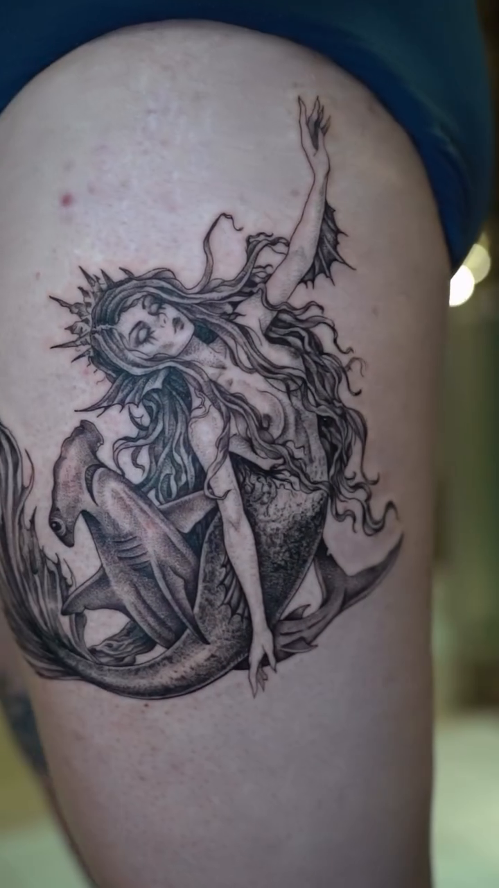 Tattoo by @raven_wood_tattoo โ illustrative, black_and_grey