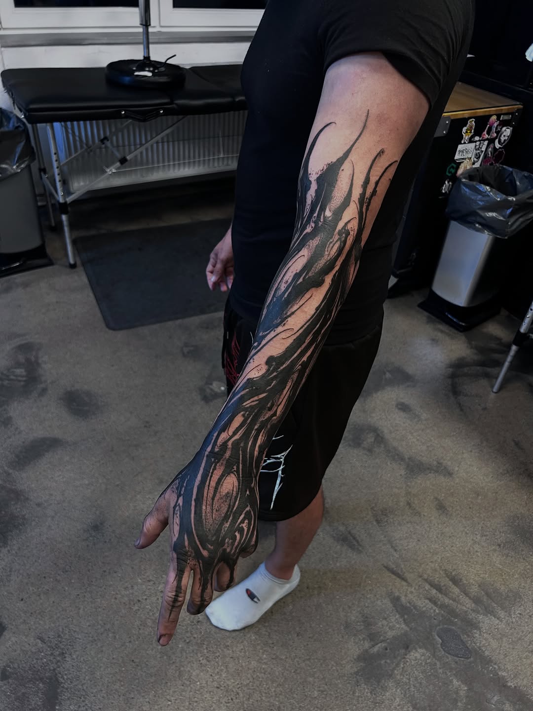 Tattoo by @_vants__ — blackwork, trash_polka