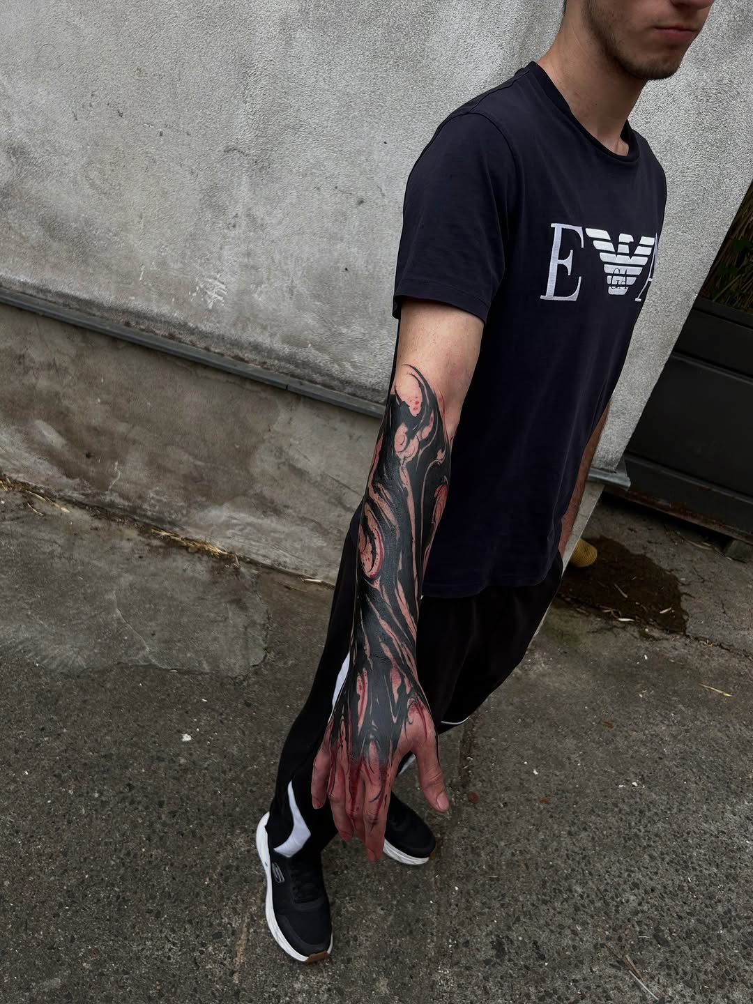 Tattoo by @_vants__ — blackwork, trash_polka