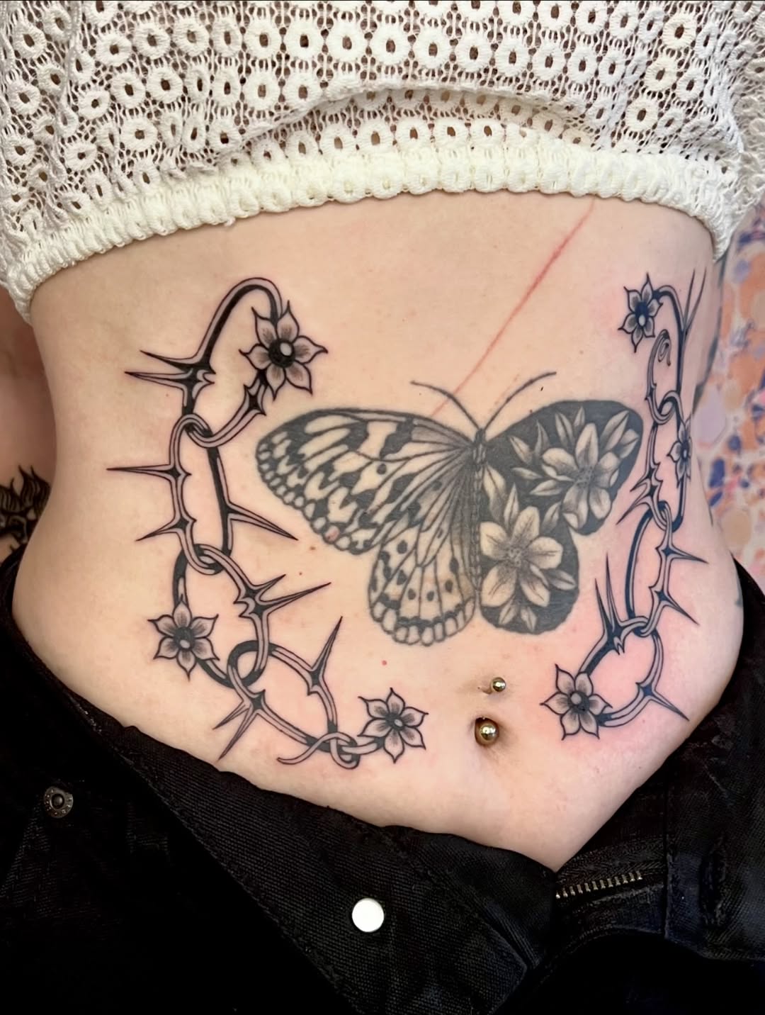 Tattoo by @thineownself.tattoo — black_and_grey, fine_line