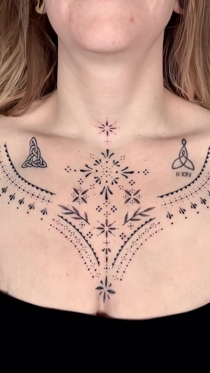 Tattoo by @tenderpoke — dotwork, geometric