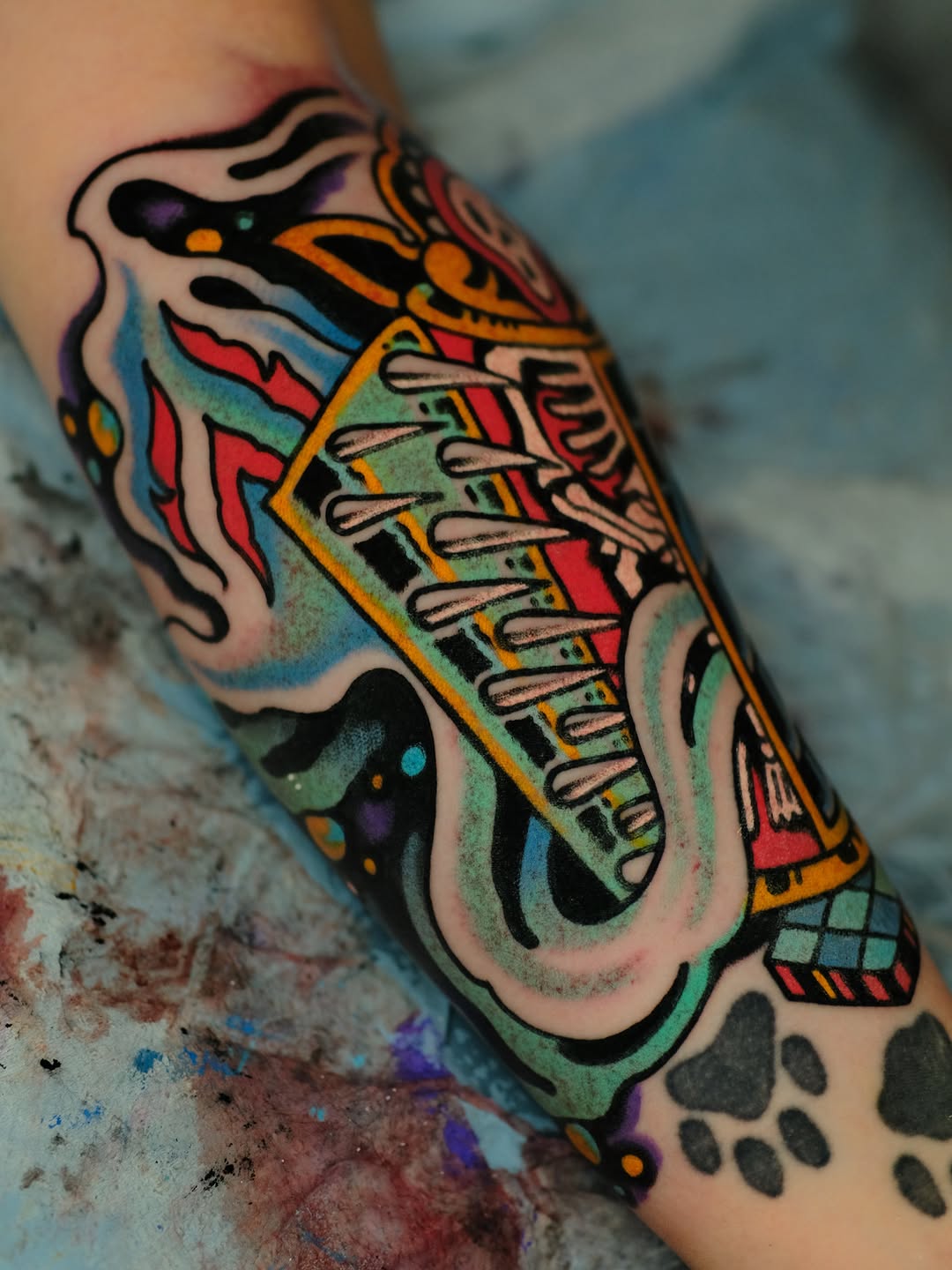 Tattoo by @closedhands — new_school, trash_polka