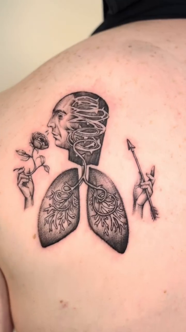 Tattoo by @lovechasetattoo — black_and_grey