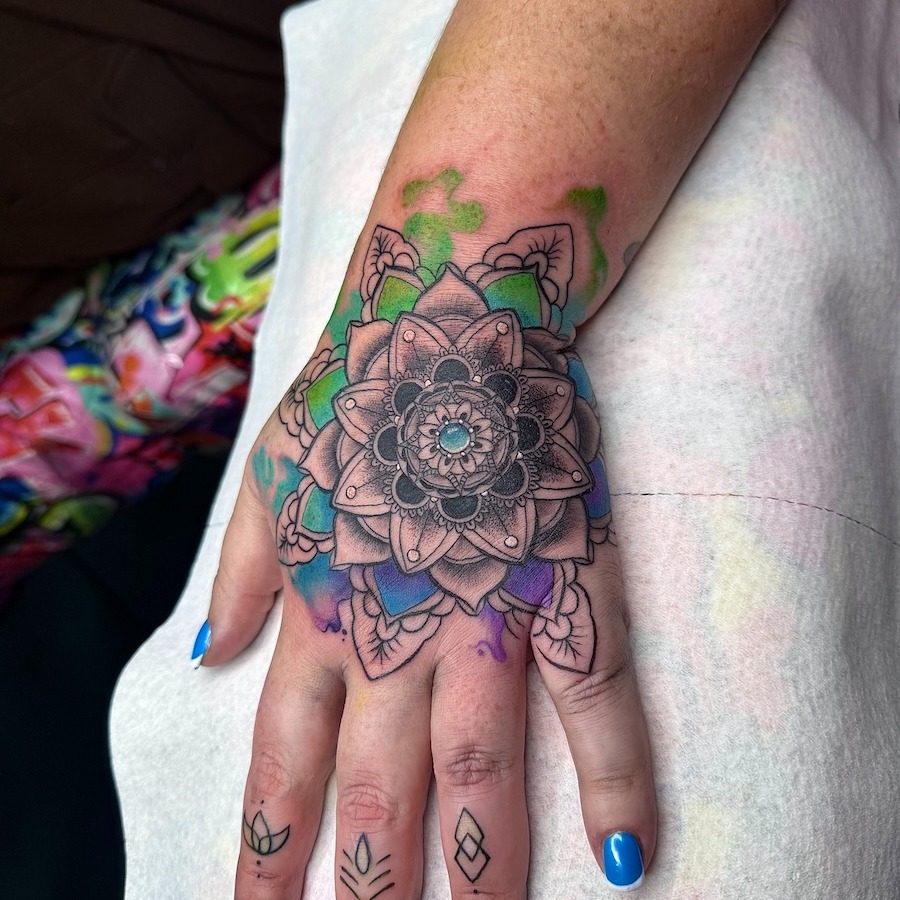Tattoo by @millzyink — geometric, watercolor