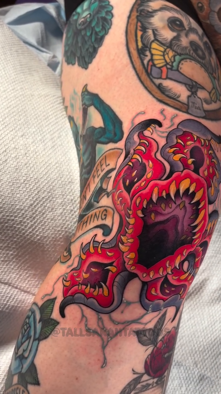 Tattoo by @tallsarahtattoos — neo_traditional, black_and_grey