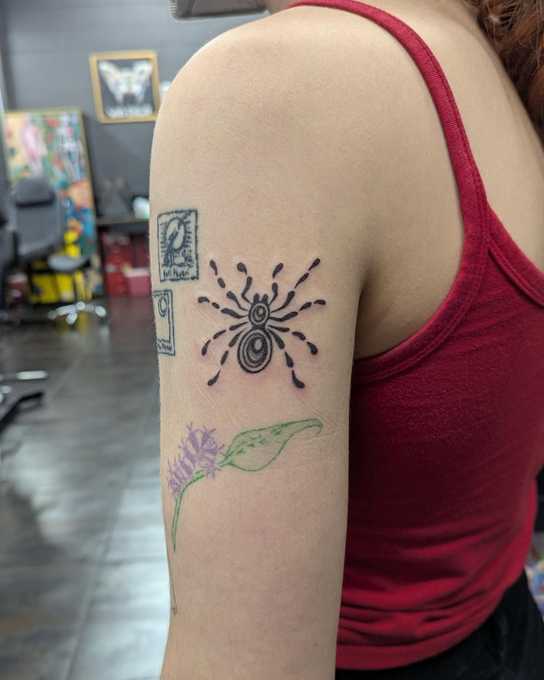 Tattoo by @sluggybunny — illustrative, blackwork