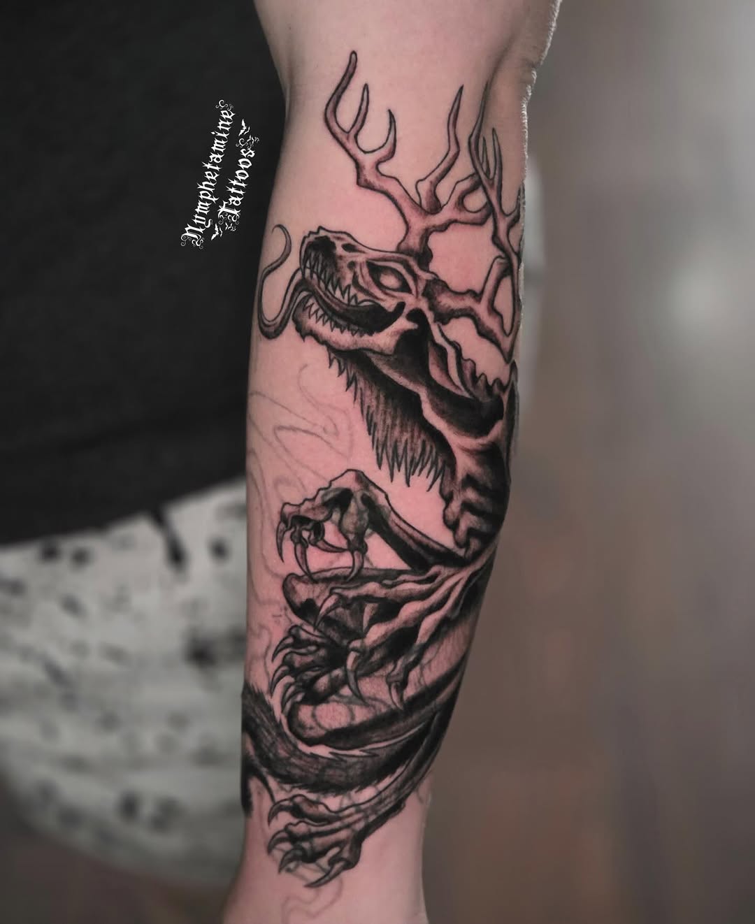 Tattoo by @nymphetamine_tattoos β dark_realism, blackwork