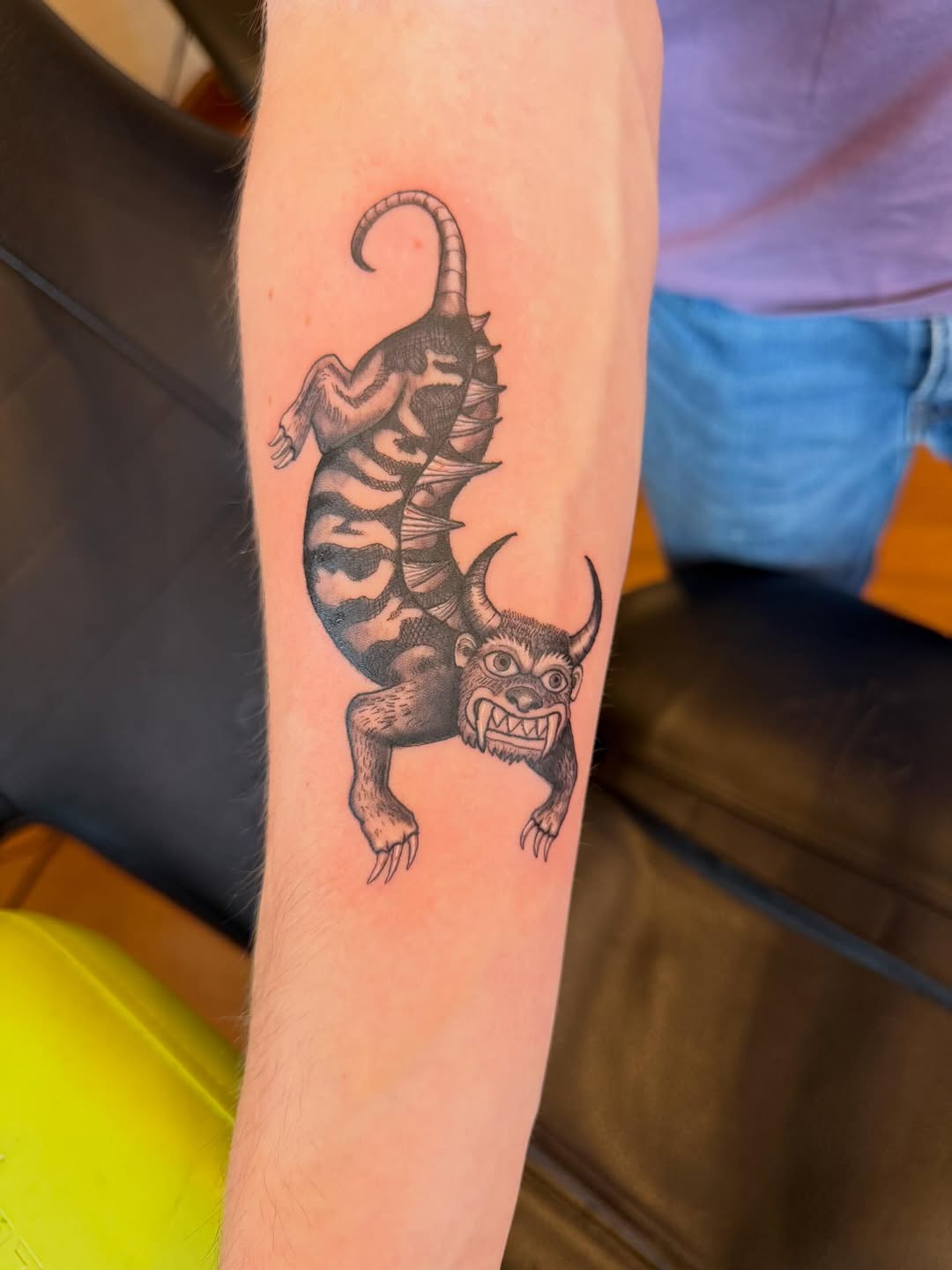 Tattoo by @hatchetfoot_art — black_and_grey, dark_realism