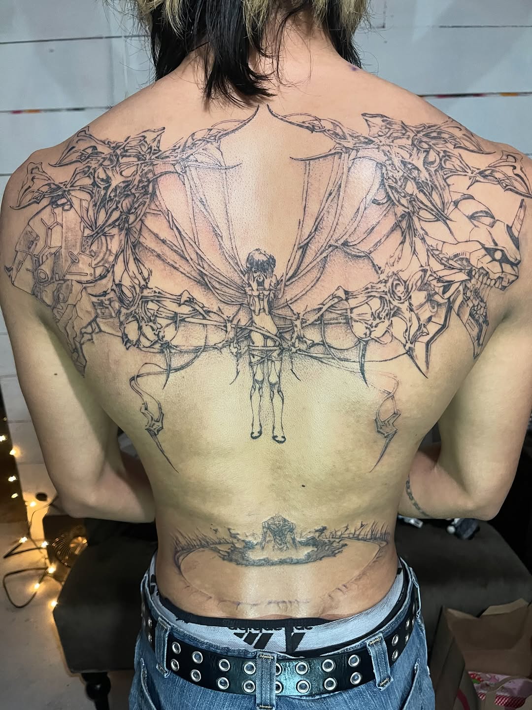 Tattoo by @initiationoftorture — illustrative, blackwork