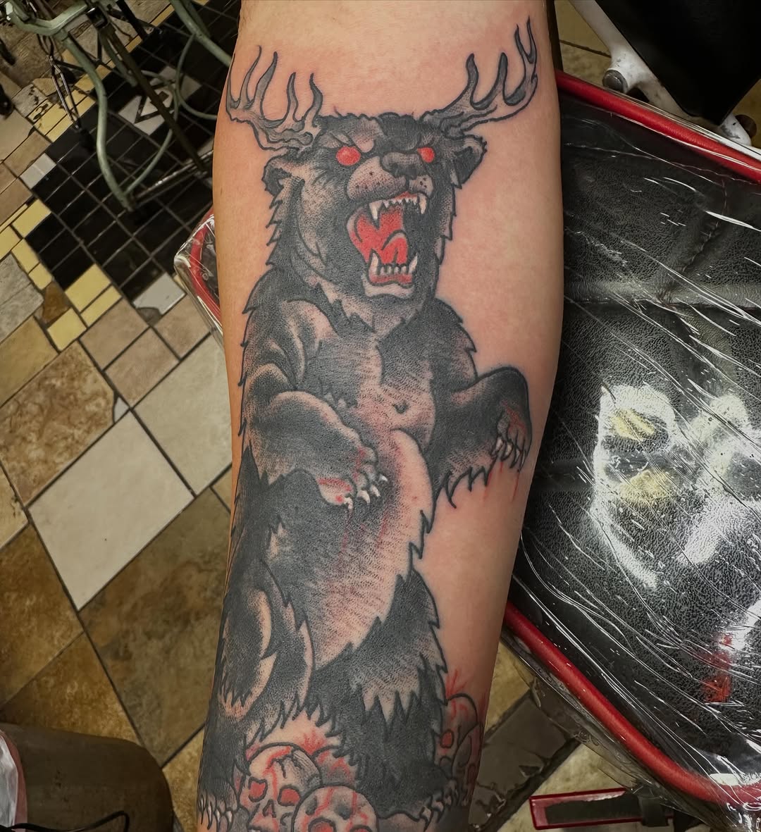 Tattoo by @n8harmon — black_and_grey, dark_realism