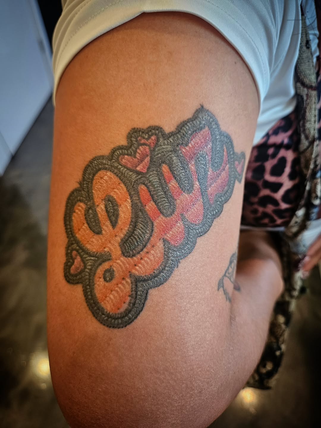 Tattoo by @hamilexis.art — lettering_script, illustrative