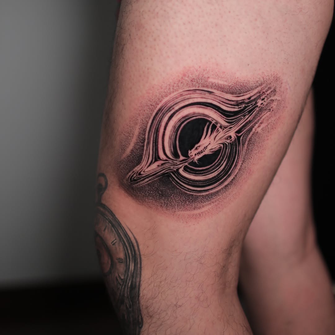 Tattoo by @strokin_dark — black_and_grey, dotwork