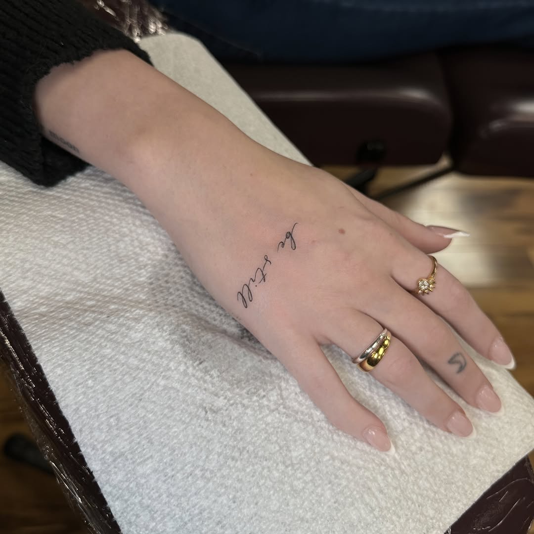 Tattoo by @leotattooartist β lettering_script, fine_line