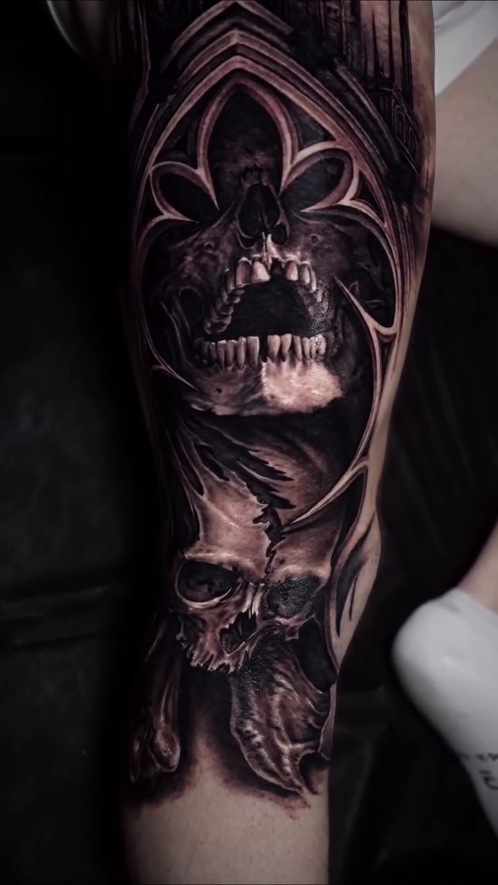 Tattoo by @jamesstrickland β dark_realism, black_and_grey