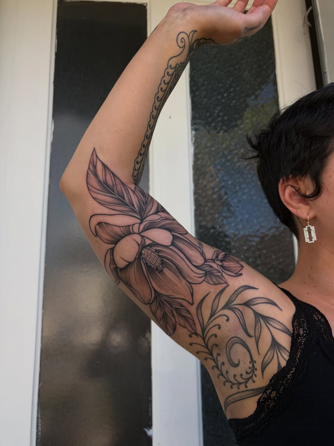 Tattoo by @feliine — black_and_grey, illustrative