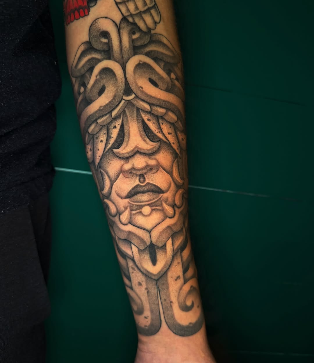 Tattoo by @ruckustattoo — black_and_grey, ornamental