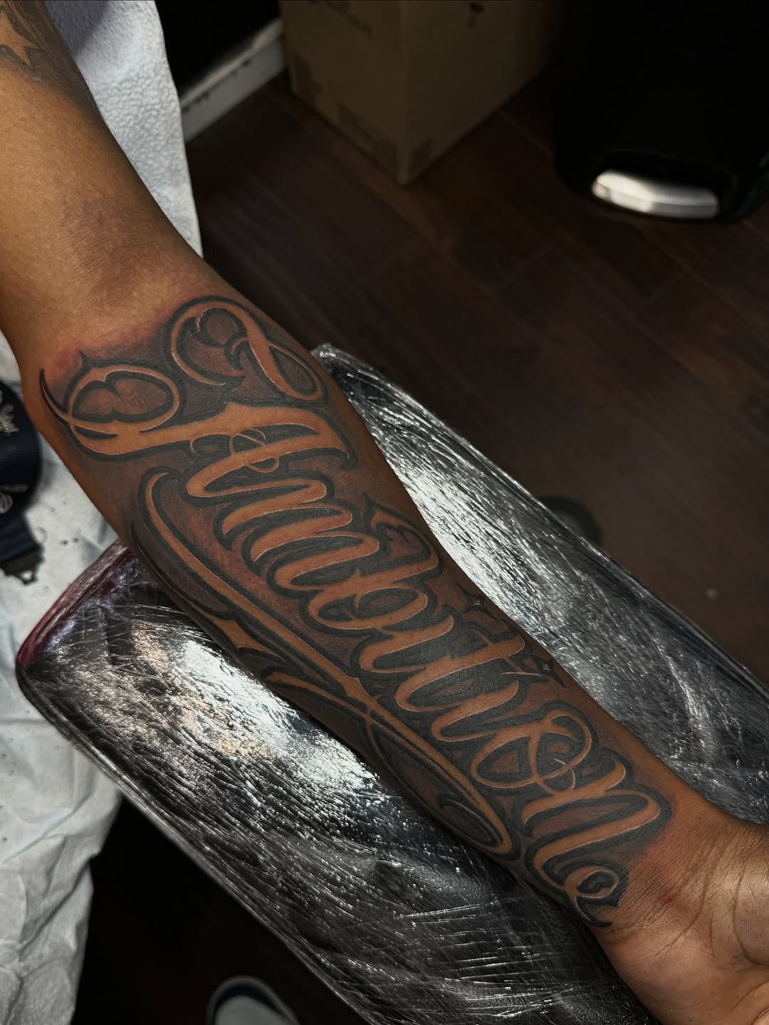 Tattoo by @samg_tat2s — lettering_script, chicano