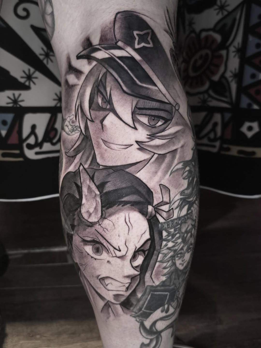 Tattoo by @coryhandtattoos โ anime, black_and_grey