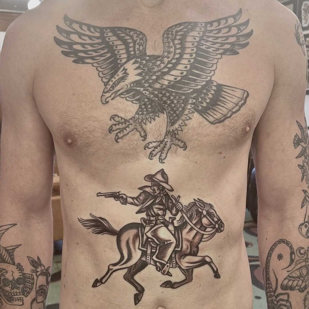 Tattoo by @brandonhuckabey — american_traditional, black_and_grey