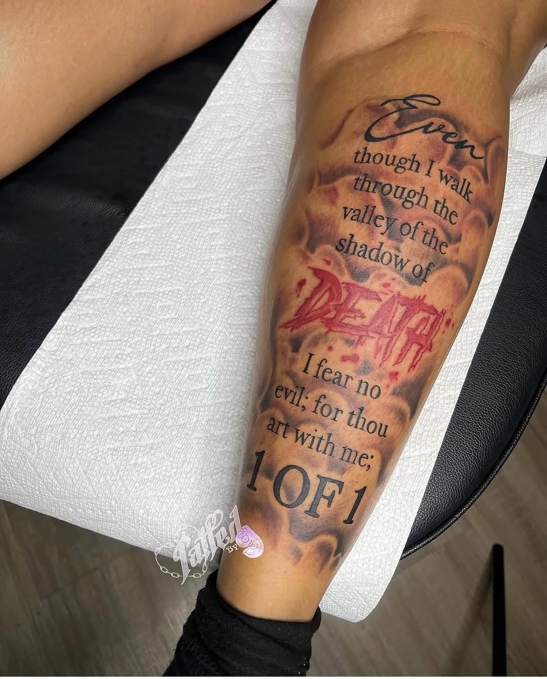 Tattoo by @tatteedbygg — lettering_script, black_and_grey