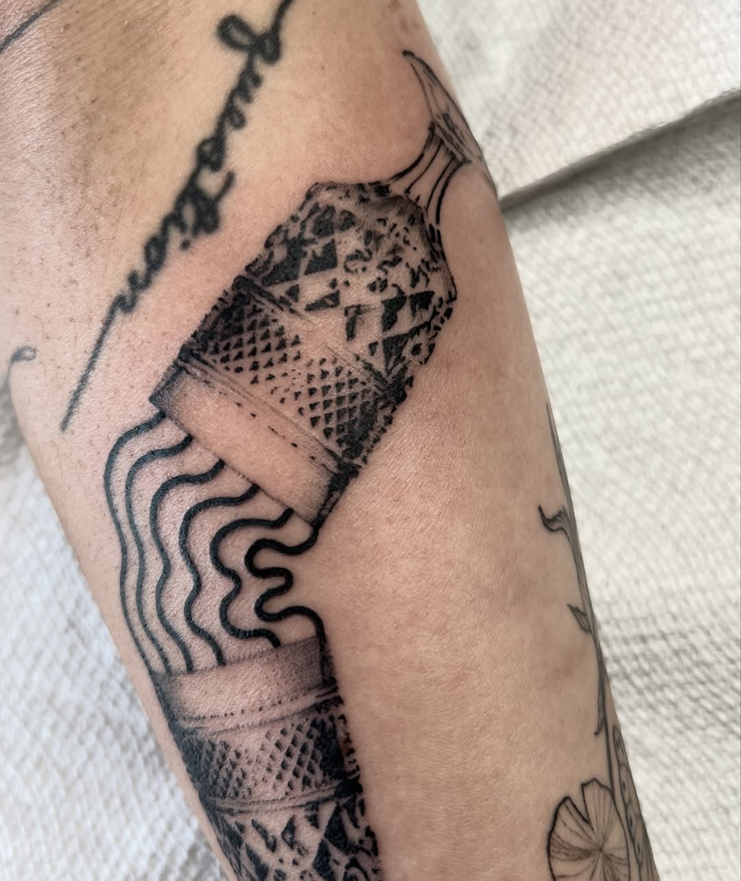 Tattoo by @hannahkaytattoos — illustrative, black_and_grey