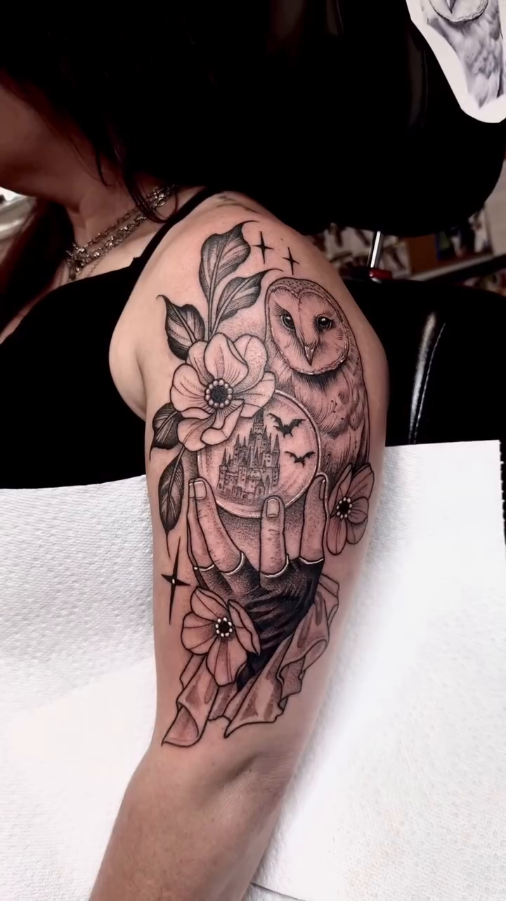 Tattoo by @krissydiane_tattoos — black_and_grey, illustrative