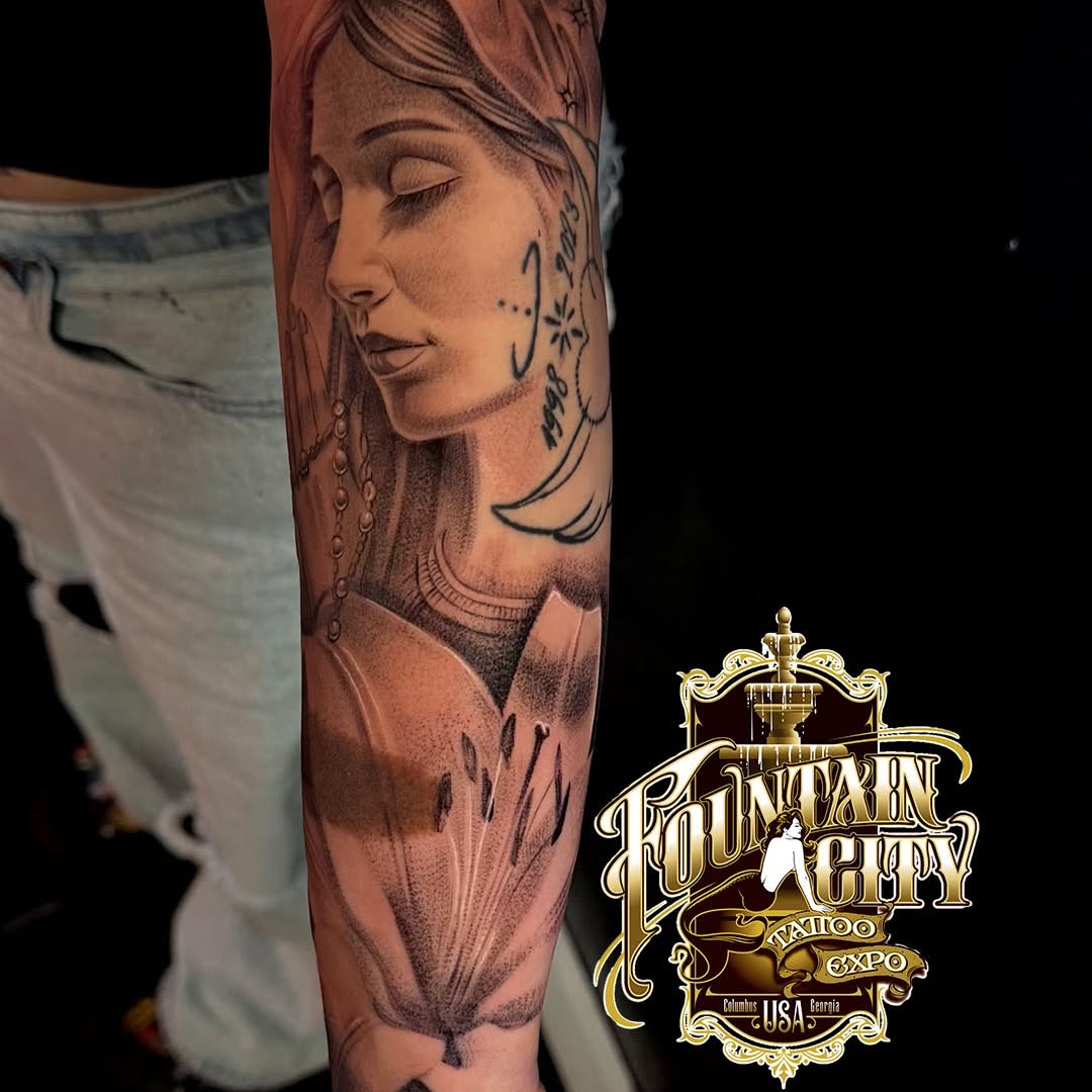 Tattoo by @fuxwithamber β realism, black_and_grey