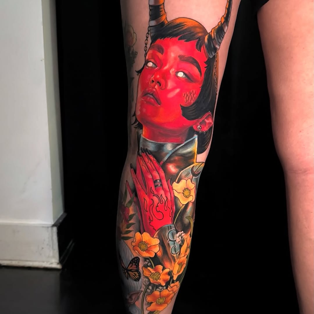 Tattoo by @ladysharktattoos — realism, neo_traditional