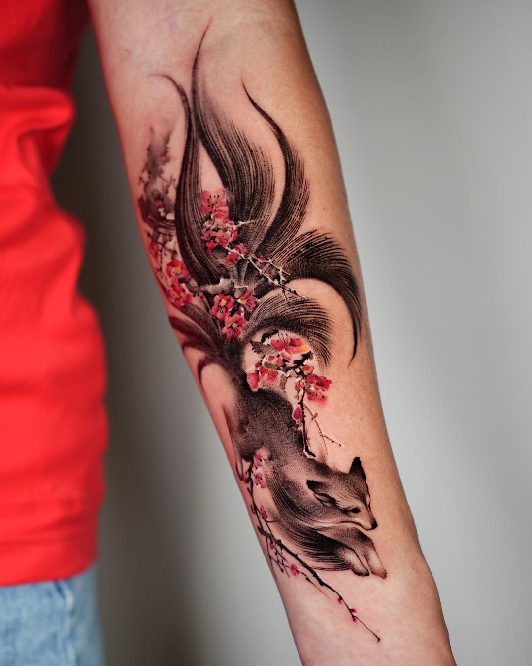 Tattoo by @jiya.brush — japanese_irezumi, watercolor