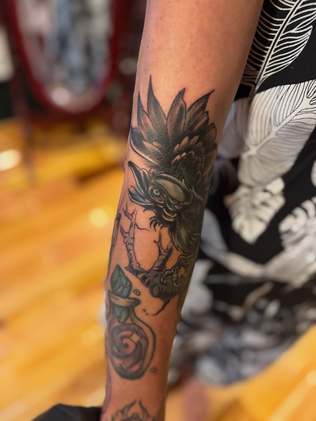 Tattoo by @komfort — black_and_grey