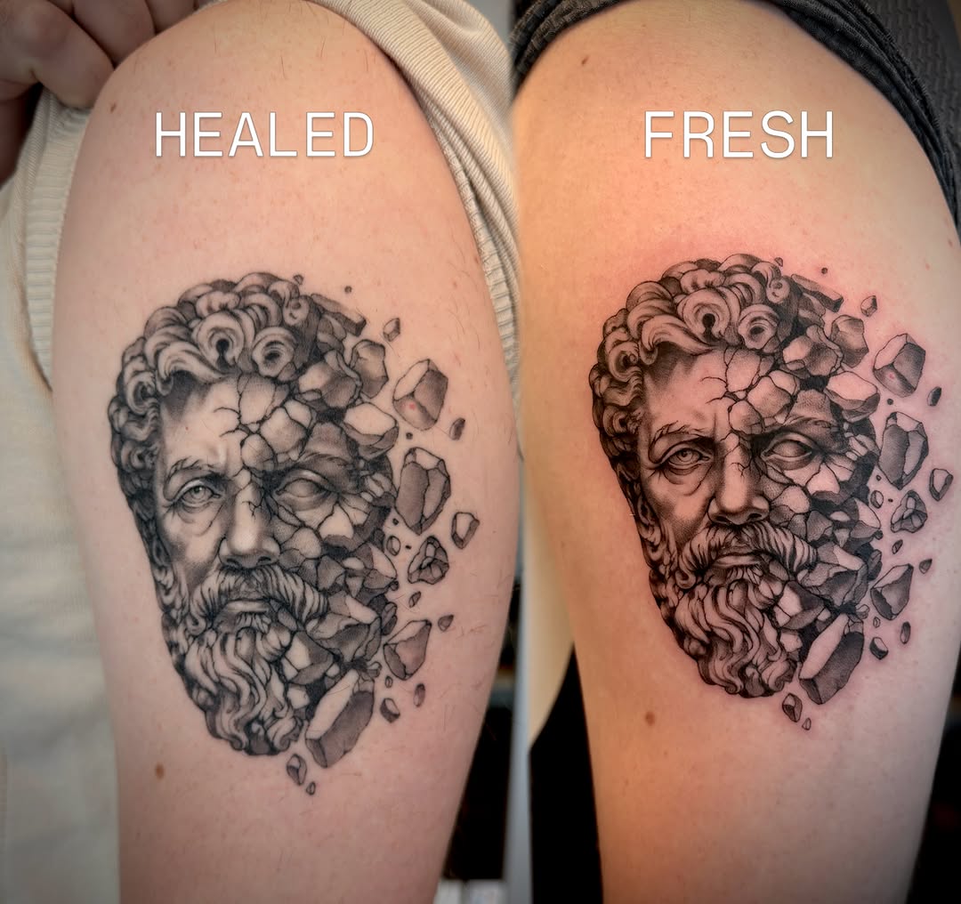 Tattoo by @anastasia_bellevue — realism, black_and_grey