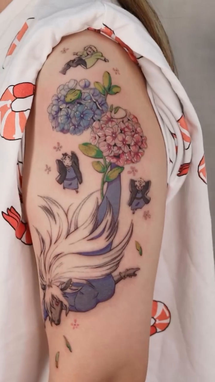 Tattoo by @phoebe_doartink — anime, watercolor