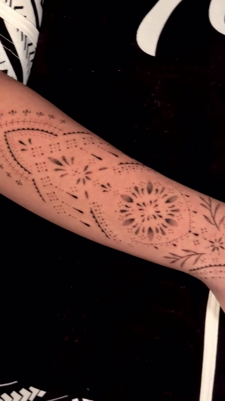 Tattoo by @tenderpoke — geometric, dotwork