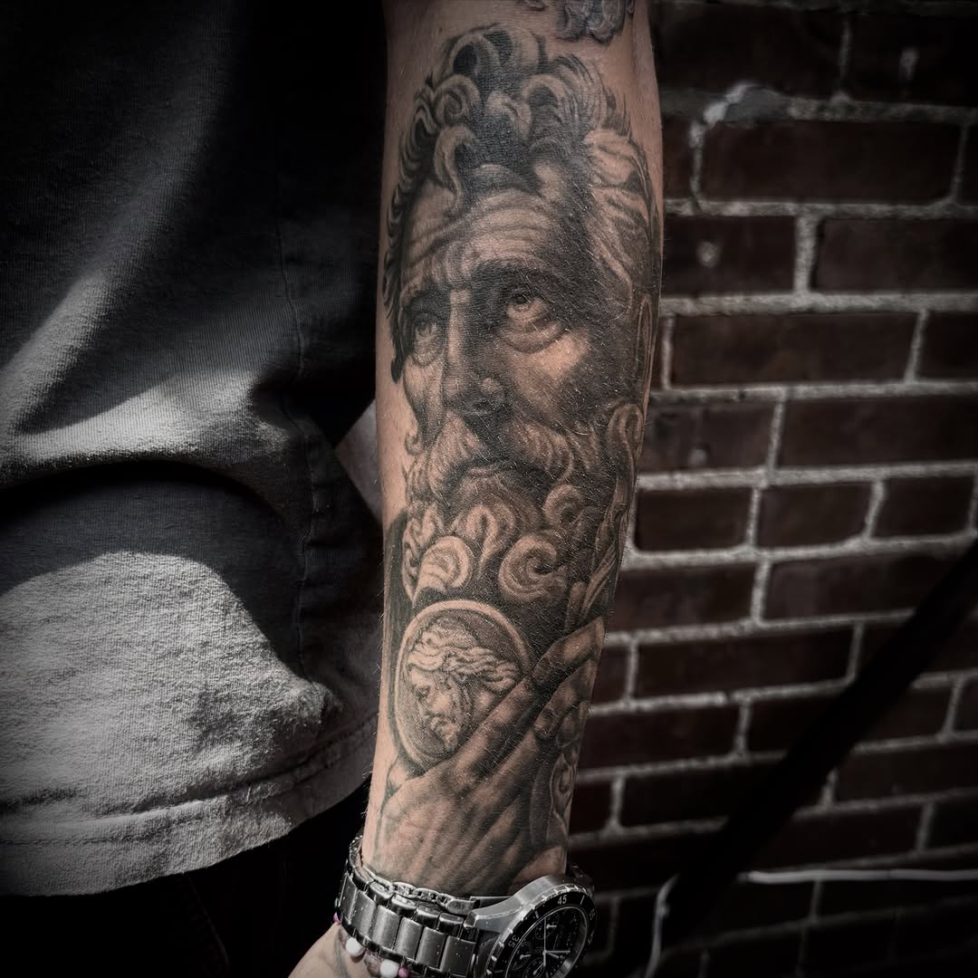 Tattoo by @blakobtattoos โ realism, black_and_grey