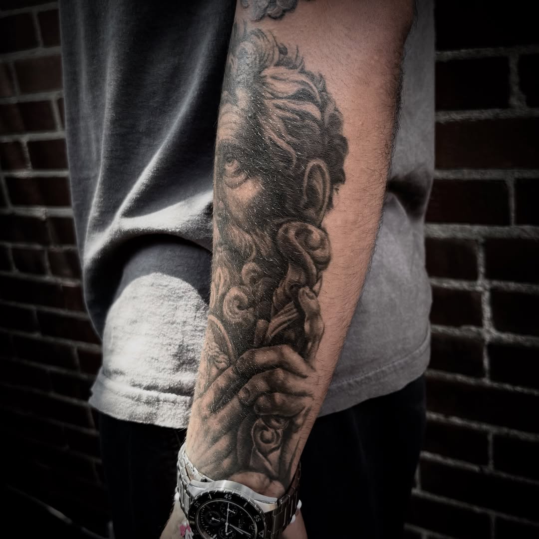 Tattoo by @blakobtattoos โ realism, black_and_grey